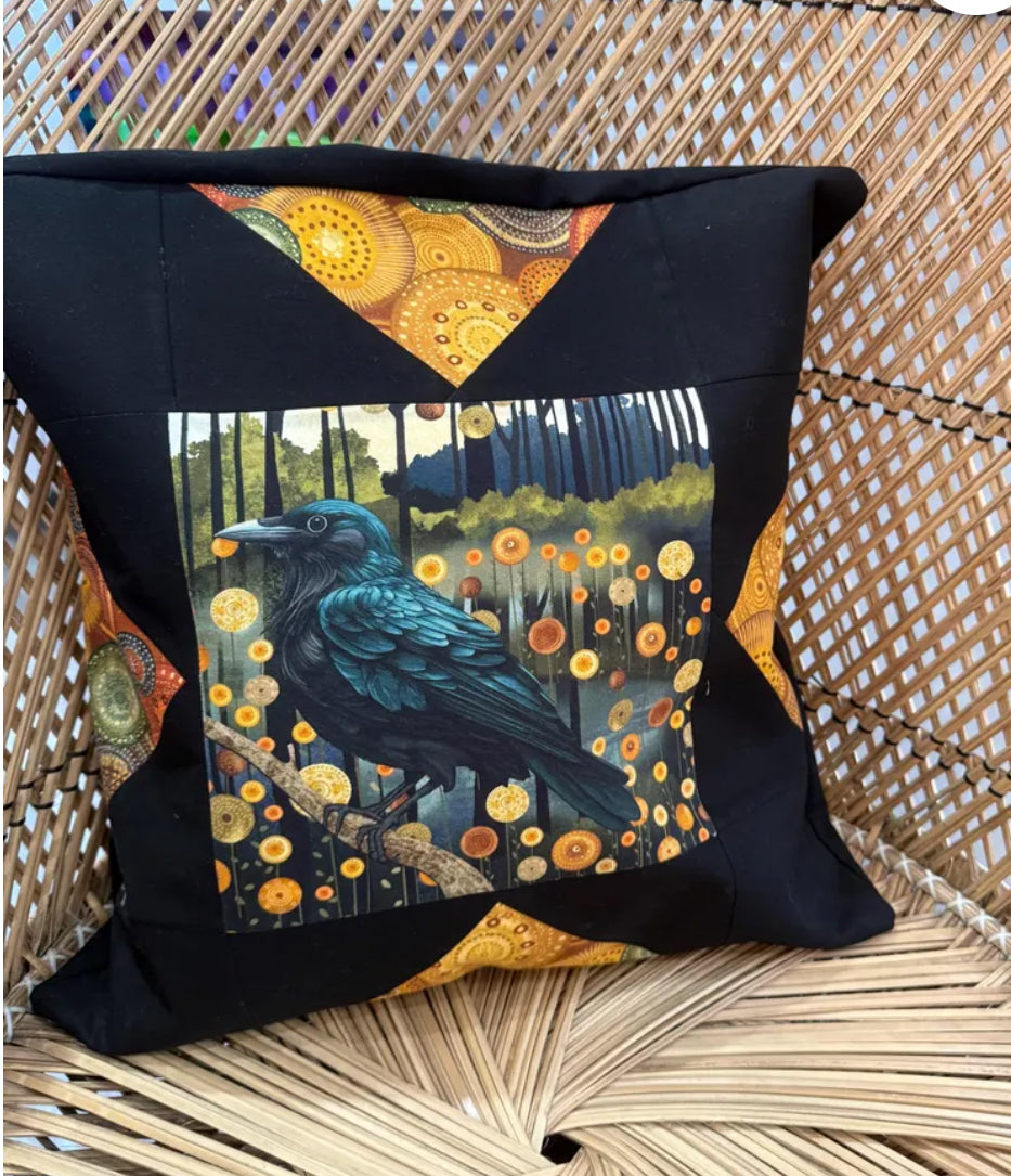 "Handmade quilted throw pillow with decorative fabric and professional finishing"