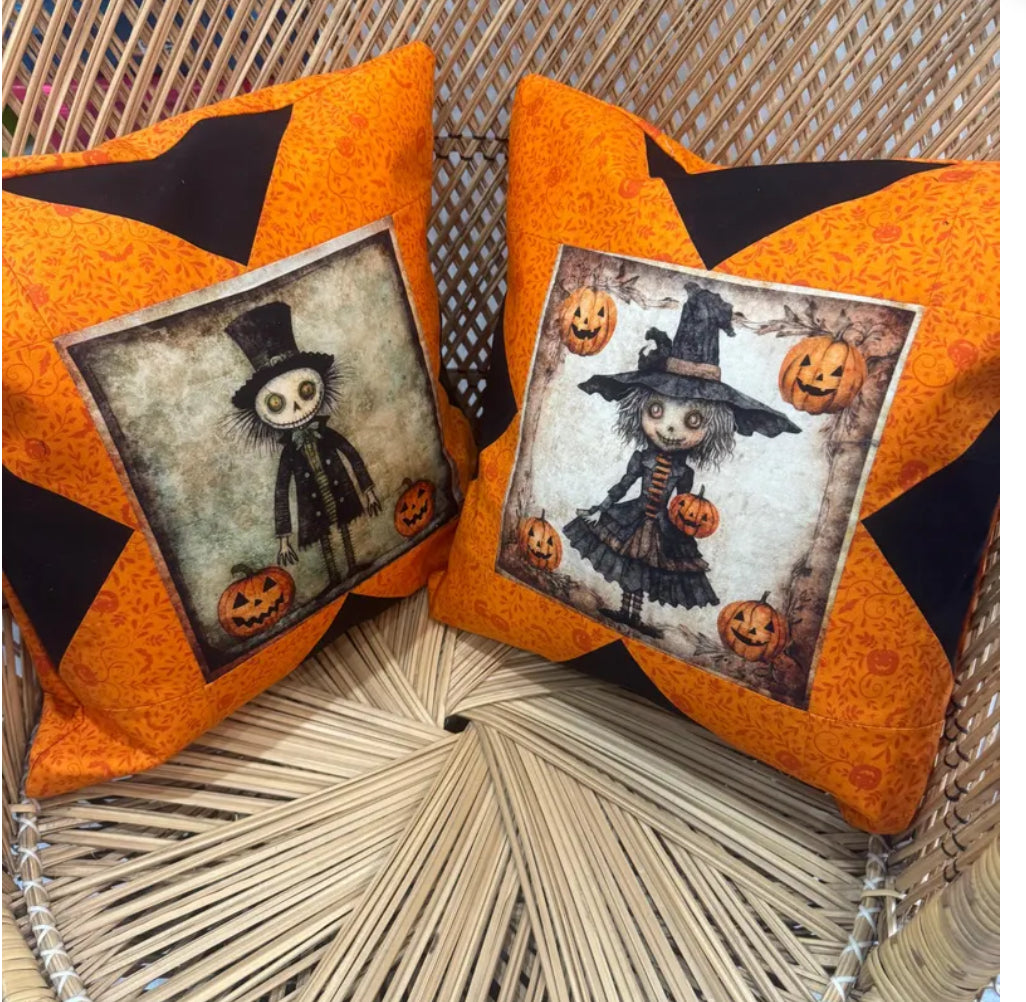 "Handmade quilted throw pillow with decorative fabric and professional finishing"