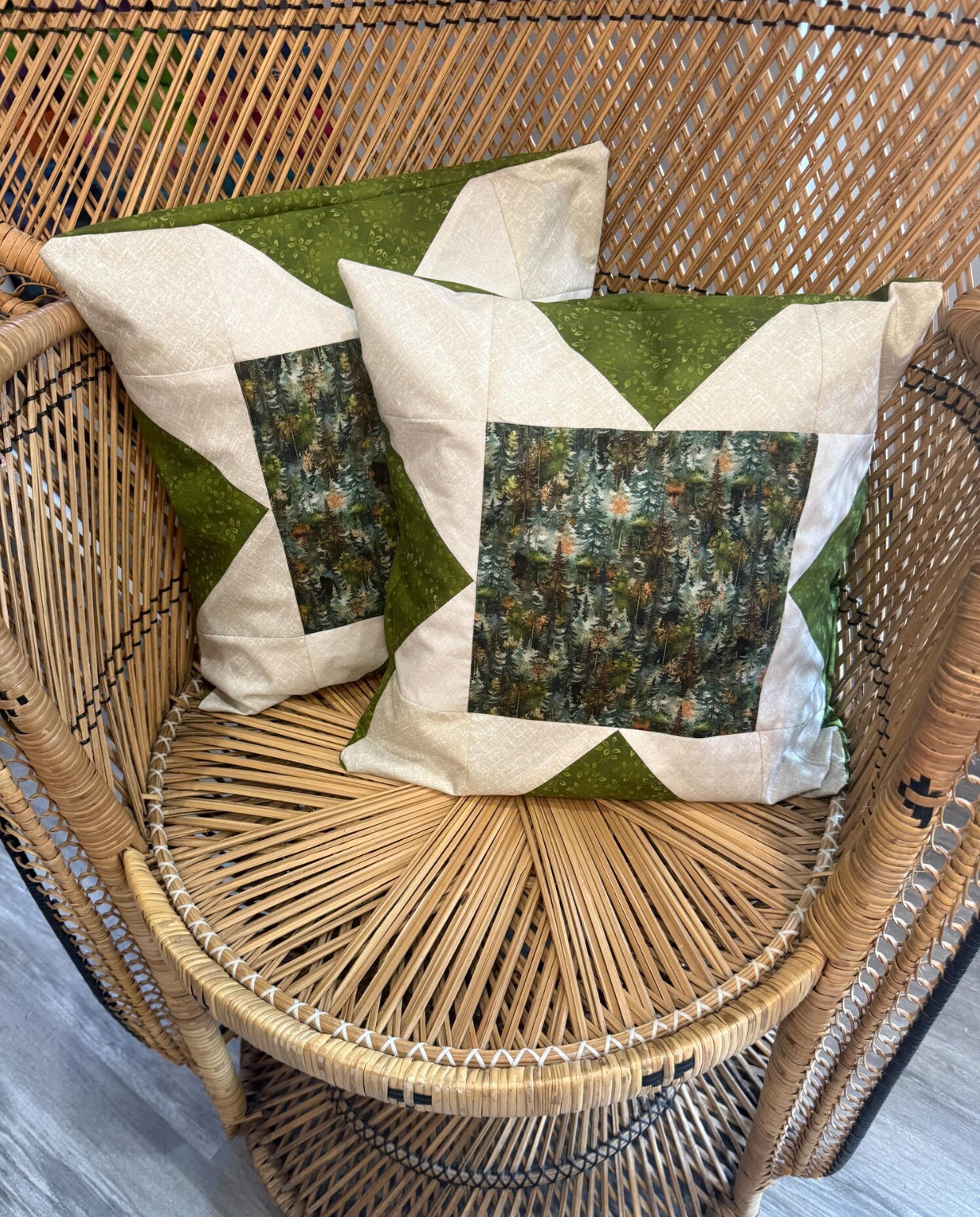 "Handmade quilted throw pillow with decorative fabric and professional finishing"
