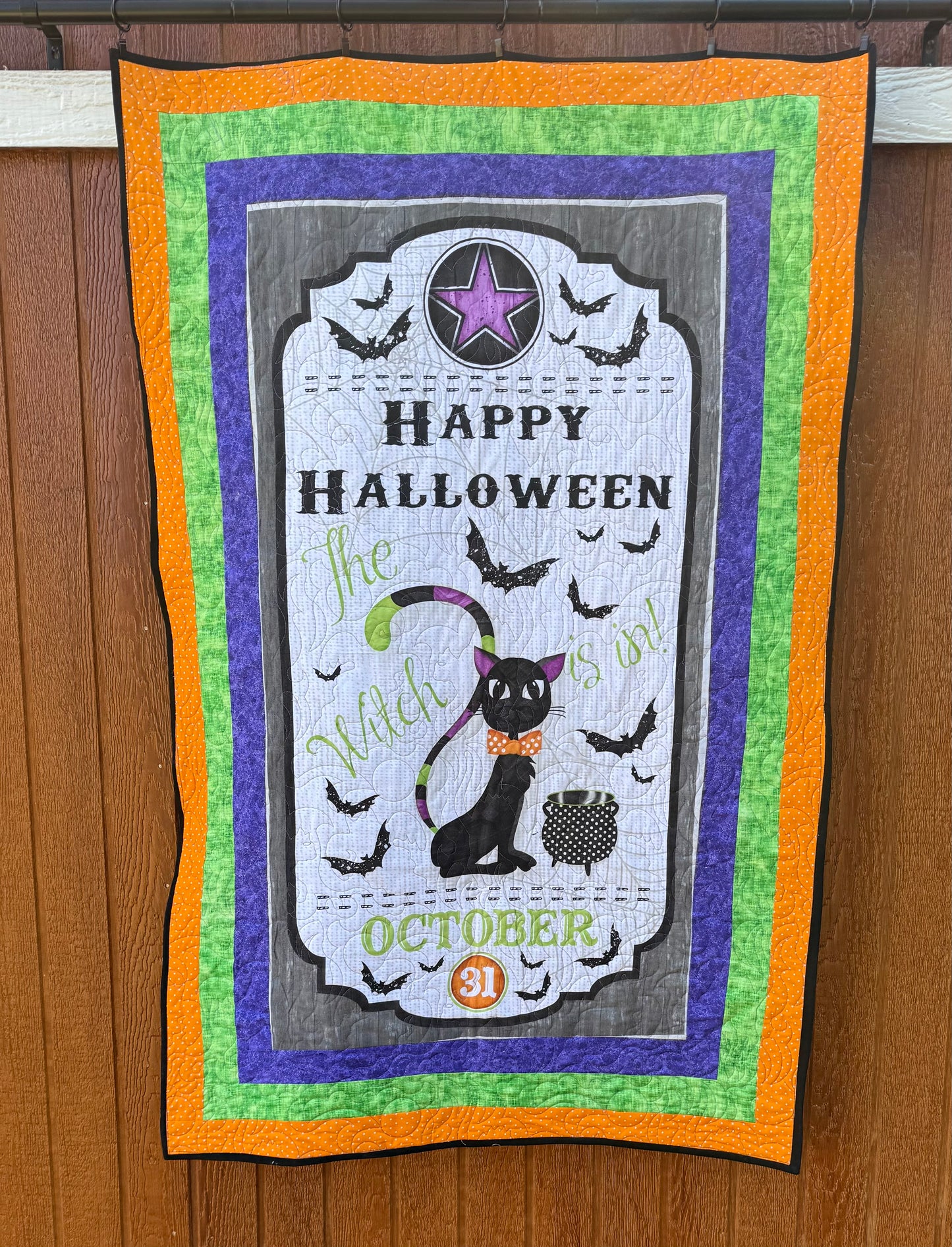 Happy Halloween The Witch is in Kitty Quilt
