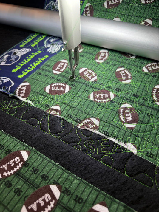 Seattle Seahawks Table Runner — Custom Free-Motion Quilted
