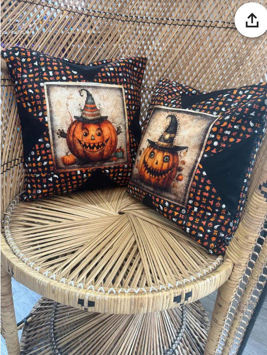 "Handmade quilted throw pillow with decorative fabric and professional finishing"
