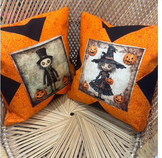 "Handmade quilted throw pillow with decorative fabric and professional finishing"
