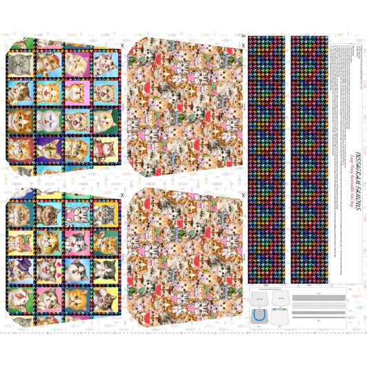 "Pre-printed tote bag fabric panel with Instagram-inspired modern design for easy sewing"
