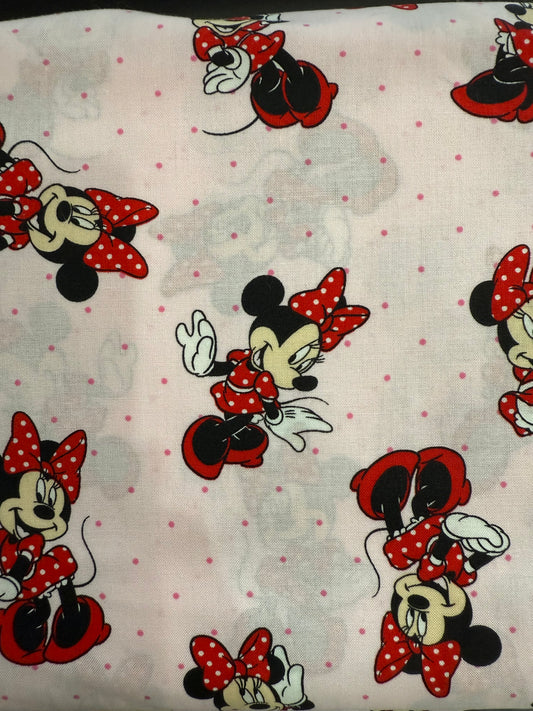 Disney Minnie Mouse Dress Toss Pink Cotton Quilting Fabric