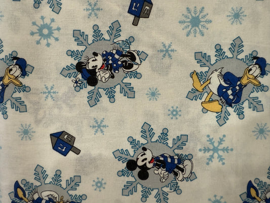 Disney Mickey and Friends Hanukkah Cotton Quilting Fabric