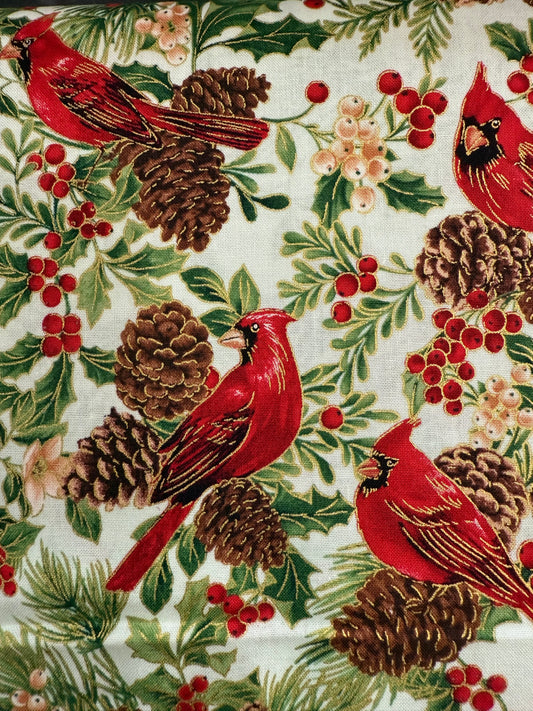 Treat Holiday Cardinals Christmas Cotton Quilting Fabric