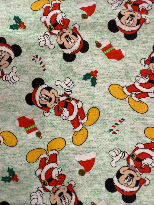 Disney Mickey Mouse in Santa Suit Cotton Quilting Fabric