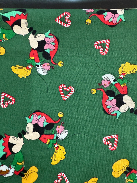 Disney Mickey and Minnie Mouse Christmas Kisses Cotton Quilting Fabric