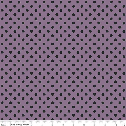 Trick or Treat Plum Fabric - Irregular Dots by Lisa Audit